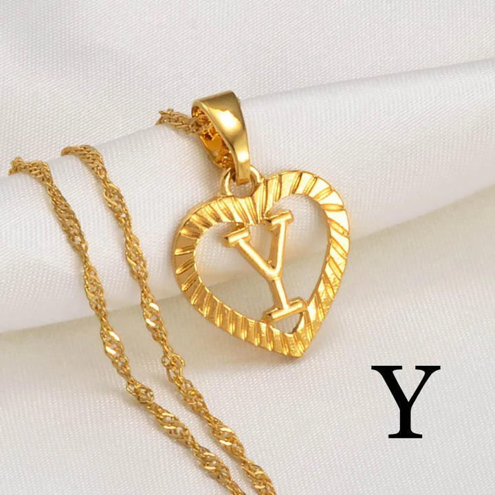 Anniyo A-Z Letters Necklaces Gold Color Charm Alphabet Pendant for Women Girls English Initial Jewelry #114106P