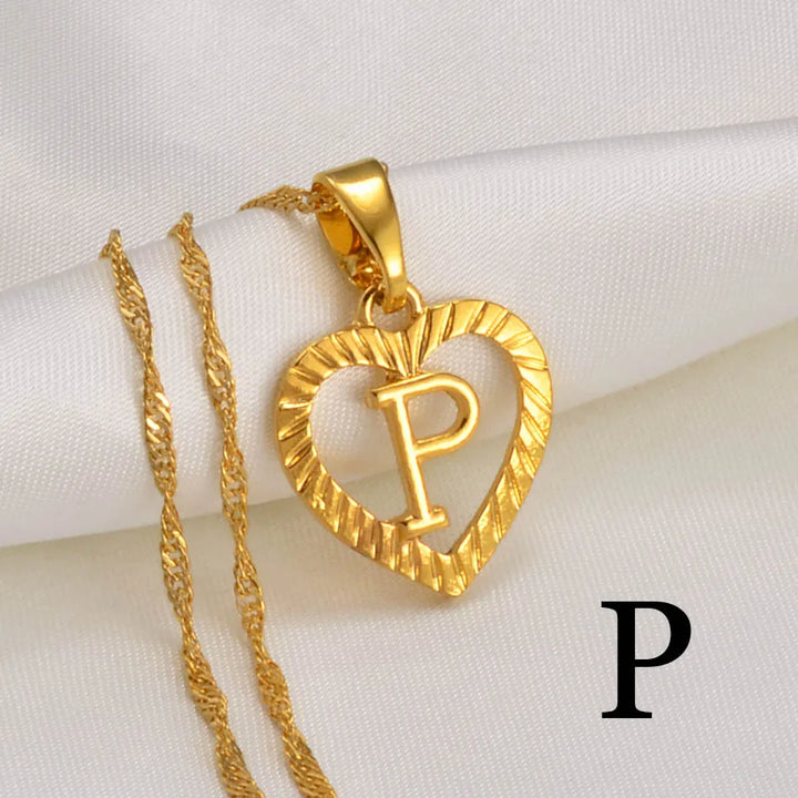 Anniyo A-Z Letters Necklaces Gold Color Charm Alphabet Pendant for Women Girls English Initial Jewelry #114106P