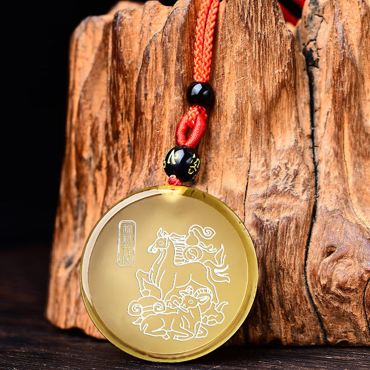 2024 Fulu Shenghou Citrine Pendant Sheep Mascot Dragon Year Hanging Ornaments Zodiac Wear Men's and Women's Necklaces