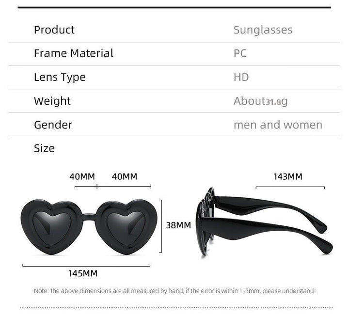 Fashion Inflatable Sunglasses Peach Heart Matching Funny Glasses Fashion Bread Heart Beach Sun-Proof Sunglasses for Women