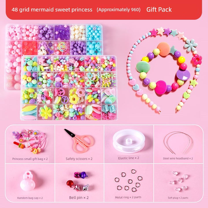 Beaded Kids Puzzle Play I Set Handicraft DIY Material String Beads Concentration Training Bracelet Girl Necklace Girl