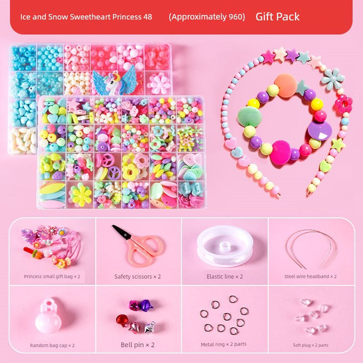 Beaded Kids Puzzle Play I Set Handicraft DIY Material String Beads Concentration Training Bracelet Girl Necklace Girl