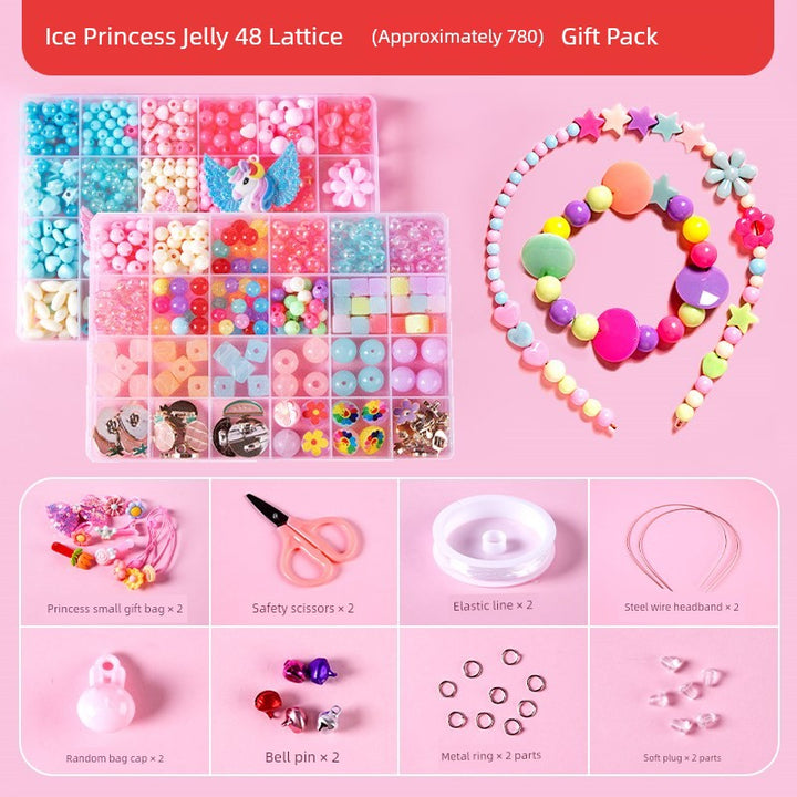 Beaded Kids Puzzle Play I Set Handicraft DIY Material String Beads Concentration Training Bracelet Girl Necklace Girl