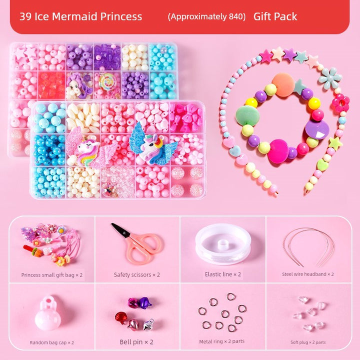 Beaded Kids Puzzle Play I Set Handicraft DIY Material String Beads Concentration Training Bracelet Girl Necklace Girl