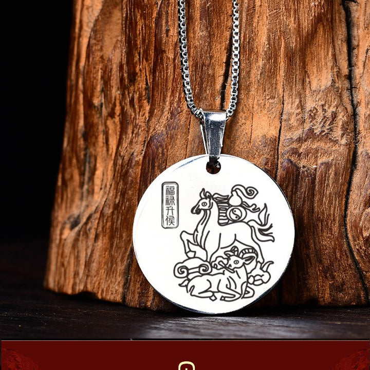 2024 Fulu Shenghou Citrine Pendant Sheep Mascot Dragon Year Hanging Ornaments Zodiac Wear Men's and Women's Necklaces