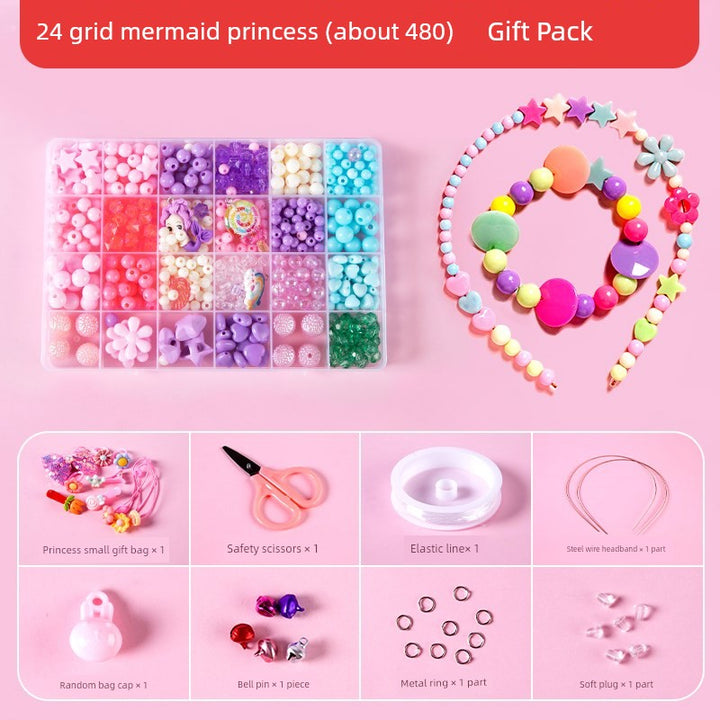 Beaded Kids Puzzle Play I Set Handicraft DIY Material String Beads Concentration Training Bracelet Girl Necklace Girl