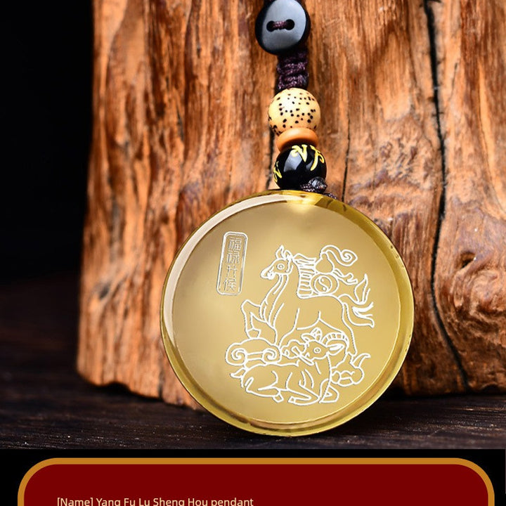 2024 Fulu Shenghou Citrine Pendant Sheep Mascot Dragon Year Hanging Ornaments Zodiac Wear Men's and Women's Necklaces