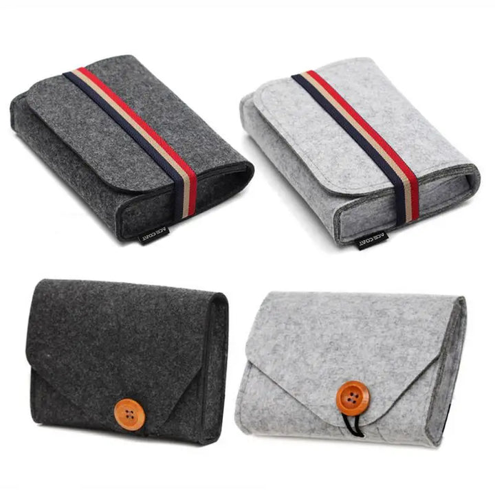 2022 Fashion Power Bank Storage Bag Mini Felt Adapter Pouch For Data Cable Mouse Travel Electronic Gadgets Organizer