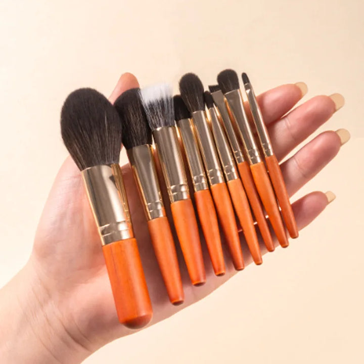 9Pcs/lot Mini Makeup Brush Set Portable Travel Cosmetic Brushes Kit Eyeshadow Foundation Powder Brushes Beauty Makeup Tools