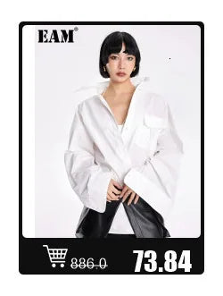 EAM Women Black Slim Ankle Length Blazer New Lapel Long Sleeve Single Button Jacket Fashion Tide Spring Autumn 2025 31A0382