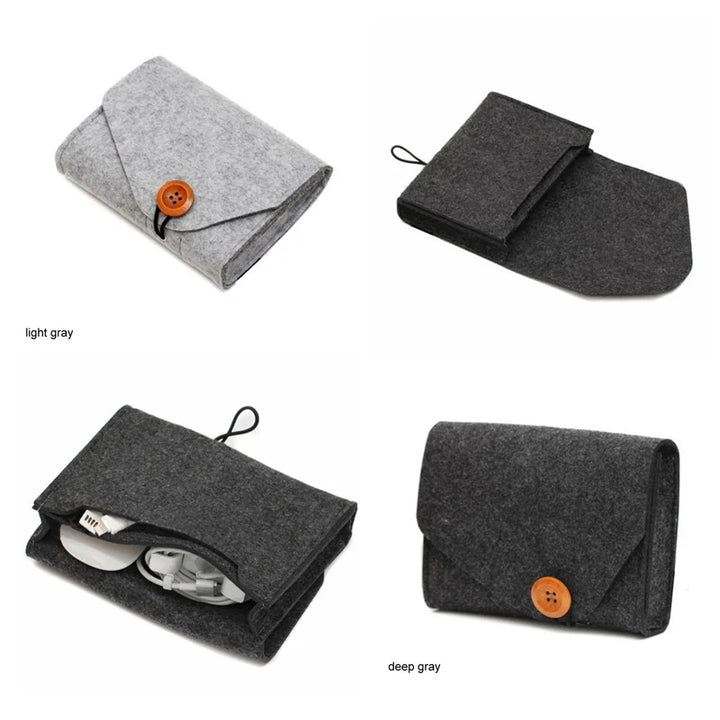 2022 Fashion Power Bank Storage Bag Mini Felt Adapter Pouch For Data Cable Mouse Travel Electronic Gadgets Organizer