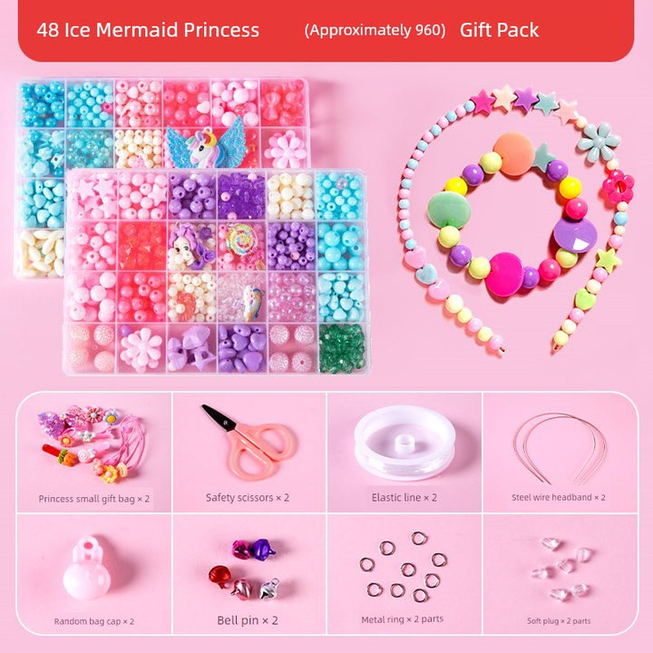 Beaded Kids Puzzle Play I Set Handicraft DIY Material String Beads Concentration Training Bracelet Girl Necklace Girl