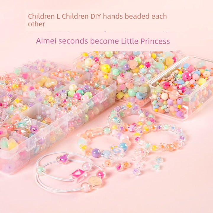 Beaded Kids Puzzle Play I Set Handicraft DIY Material String Beads Concentration Training Bracelet Girl Necklace Girl