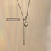 Korean Style Silver Heart Pull Tassel Sweater Chain Minimalist Exquisite Necklace Female Niche Design Necklace Clavicle Chain