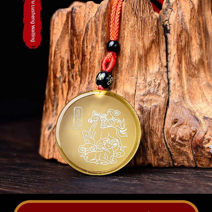 2024 Fulu Shenghou Citrine Pendant Sheep Mascot Dragon Year Hanging Ornaments Zodiac Wear Men's and Women's Necklaces