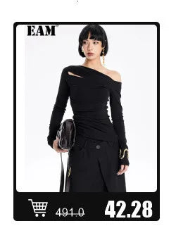 EAM Women Black Slim Ankle Length Blazer New Lapel Long Sleeve Single Button Jacket Fashion Tide Spring Autumn 2025 31A0382