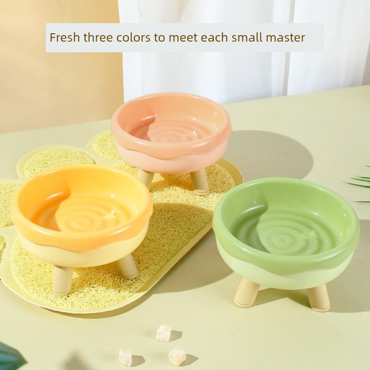 Neck Protection Pet Bowl Slow Food Cat Food Bowl Drinking Water Anti-Tumble Elevated Rack Small Size Dogs Dog Basin Cat Food Holder Pet Supplies