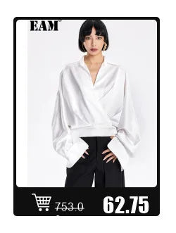 EAM Women Black Slim Ankle Length Blazer New Lapel Long Sleeve Single Button Jacket Fashion Tide Spring Autumn 2025 31A0382