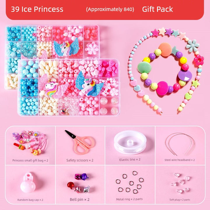 Beaded Kids Puzzle Play I Set Handicraft DIY Material String Beads Concentration Training Bracelet Girl Necklace Girl