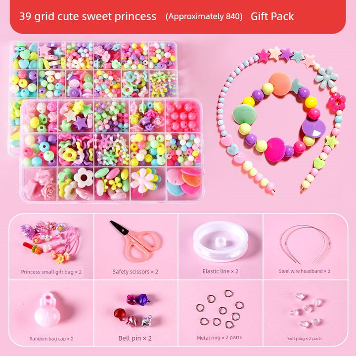 Beaded Kids Puzzle Play I Set Handicraft DIY Material String Beads Concentration Training Bracelet Girl Necklace Girl