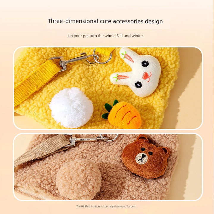 Dog Hand Holding Rope Three-Dimensional Cute Autumn and Winter Stuffed Pet Hand Holding Rope Cat Vest Chest Strap Dog Leash