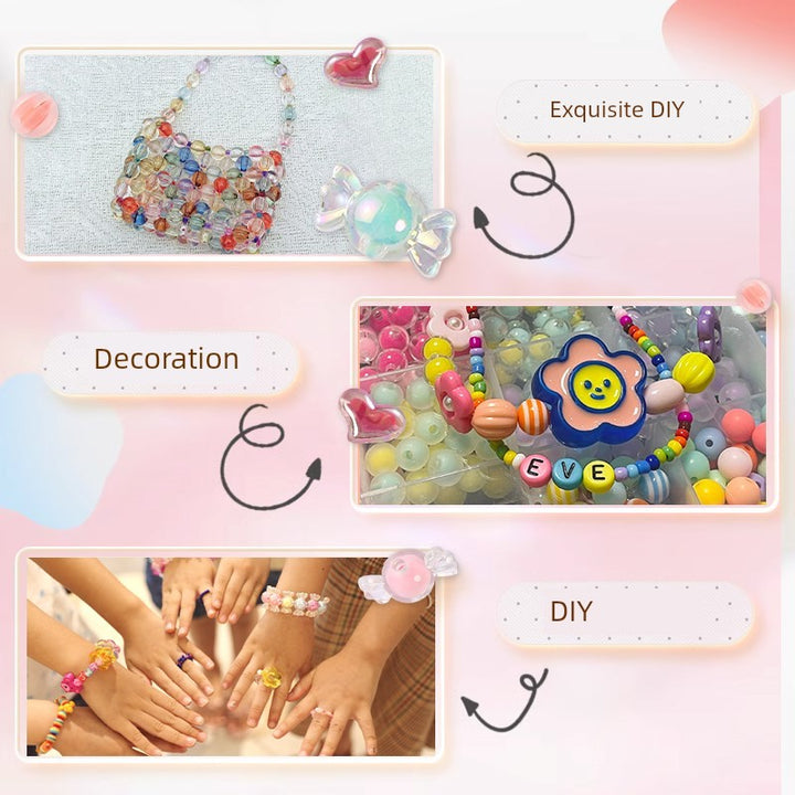 Beaded Kids Puzzle Play I Set Handicraft DIY Material String Beads Concentration Training Bracelet Girl Necklace Girl