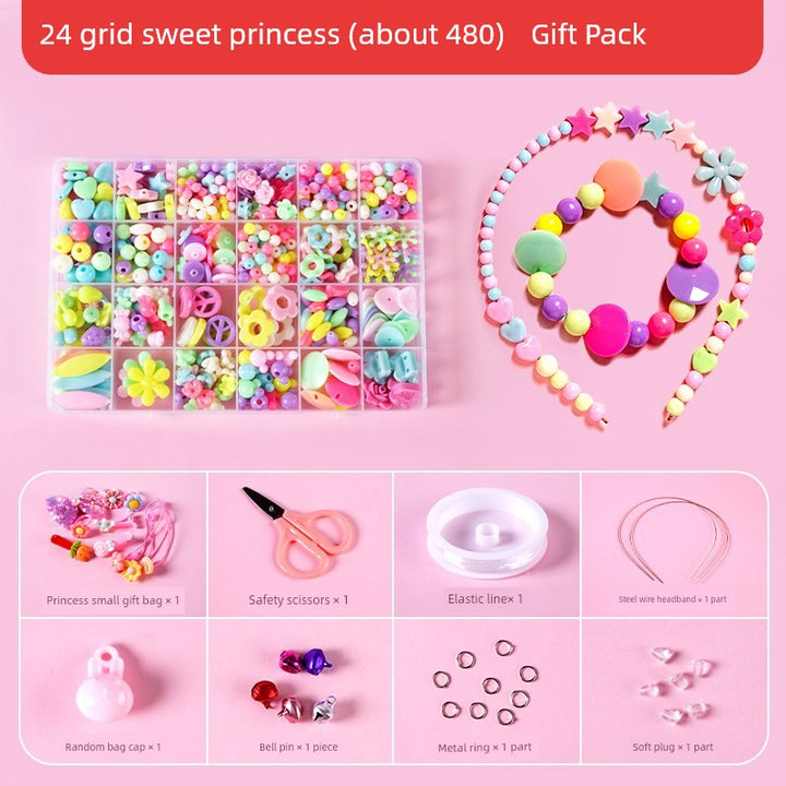 Beaded Kids Puzzle Play I Set Handicraft DIY Material String Beads Concentration Training Bracelet Girl Necklace Girl