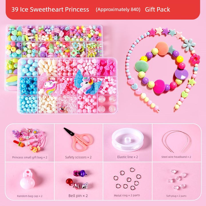 Beaded Kids Puzzle Play I Set Handicraft DIY Material String Beads Concentration Training Bracelet Girl Necklace Girl