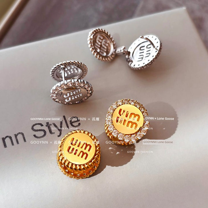 French style Letter Ear Studs Women Light Luxury High-Grade Earrings Graceful Unique Earrings 202 New Golden Ear Buckle