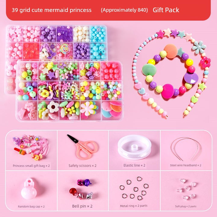 Beaded Kids Puzzle Play I Set Handicraft DIY Material String Beads Concentration Training Bracelet Girl Necklace Girl