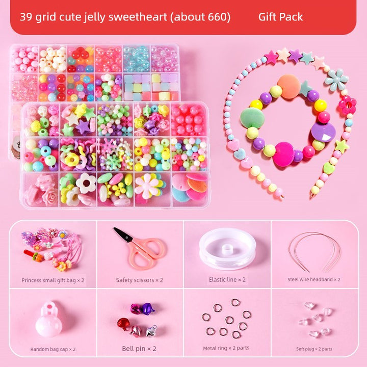 Beaded Kids Puzzle Play I Set Handicraft DIY Material String Beads Concentration Training Bracelet Girl Necklace Girl