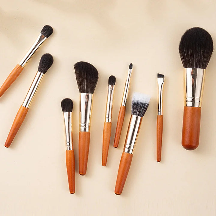 9Pcs/lot Mini Makeup Brush Set Portable Travel Cosmetic Brushes Kit Eyeshadow Foundation Powder Brushes Beauty Makeup Tools