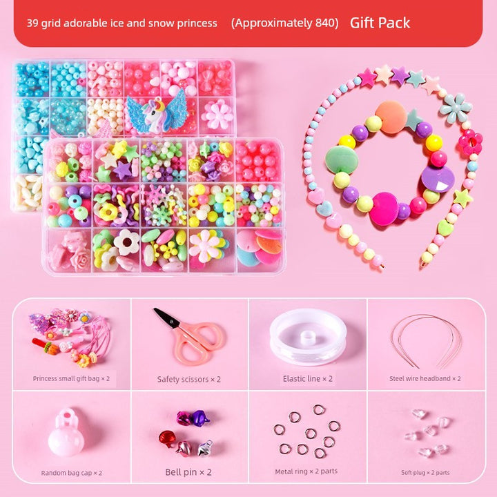 Beaded Kids Puzzle Play I Set Handicraft DIY Material String Beads Concentration Training Bracelet Girl Necklace Girl