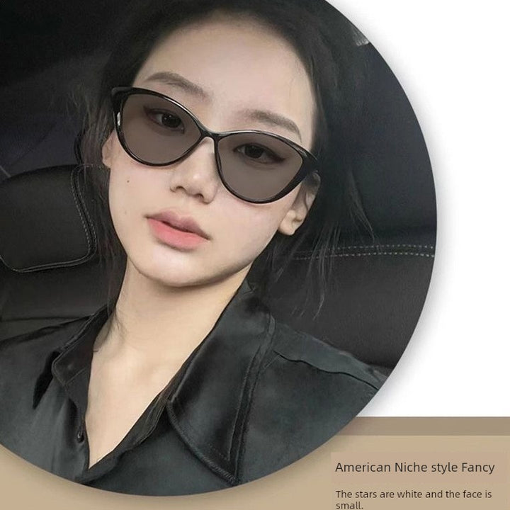 2025 New Arrival Retro Color Changing Cats' Eye Sunglasses Women's Sexy Style Sunglasses Women's round Face Glasses UV Protection Tide